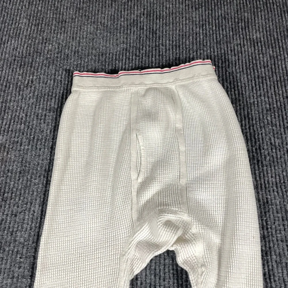 Vintage Thermal Pants Mens Small White Waffle Knit Long Johns Base Layer 80s